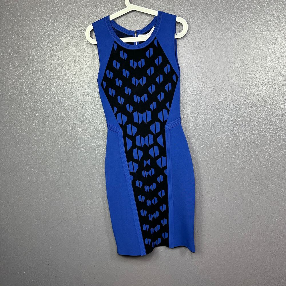 Diane Von Furstenberg Blue Franca Stretch Knit Dress Size Medium NEW